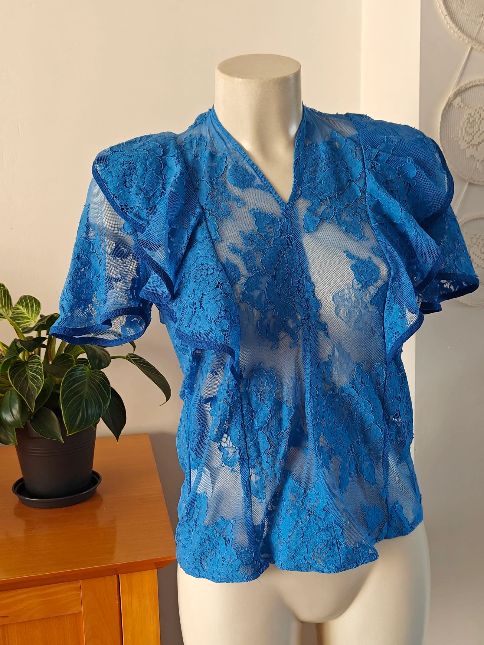 Pola Paradis Lucia Lace Top – Blauw kant – NIEUW met kaartje!